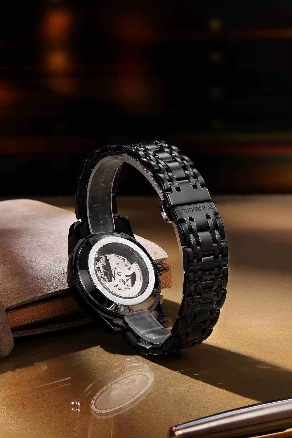 London Fog Richmond Skeleton Watch - Black - Image 5