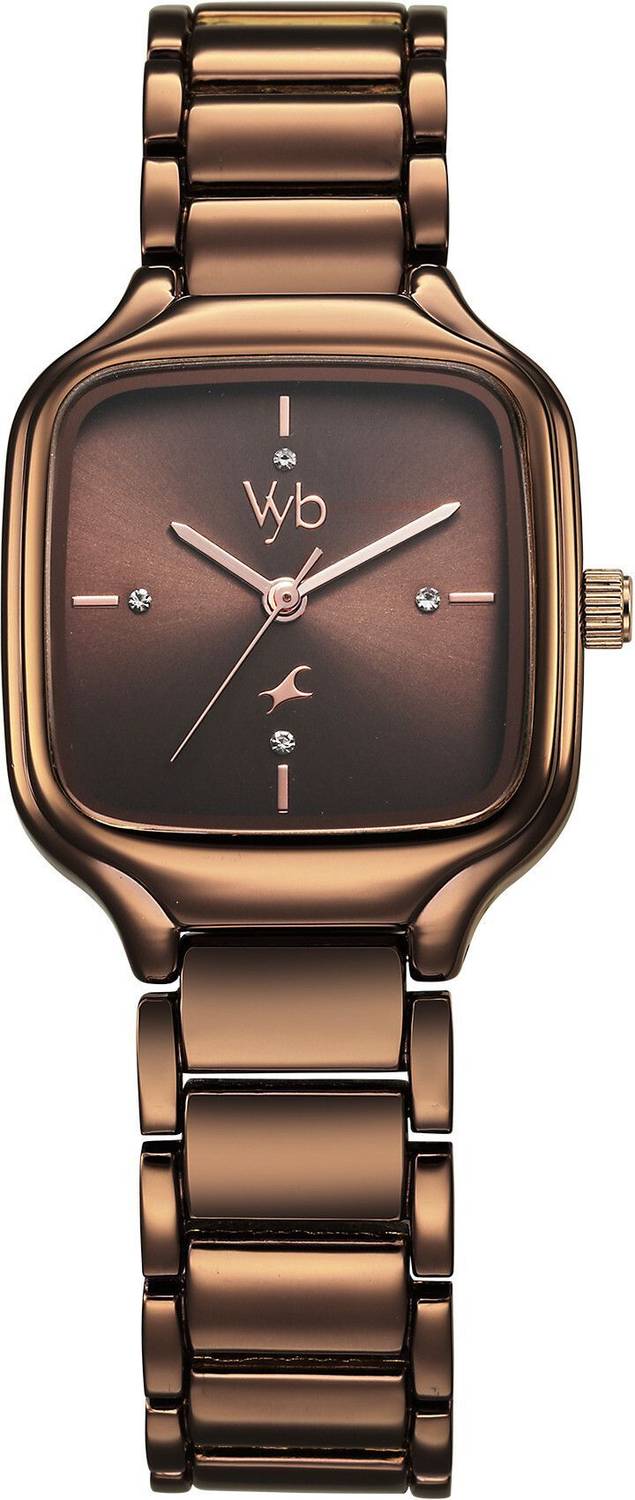Fastrack Vyb Brown Dial Metallic Brown Metal Strap Analog Watch for - Image 2