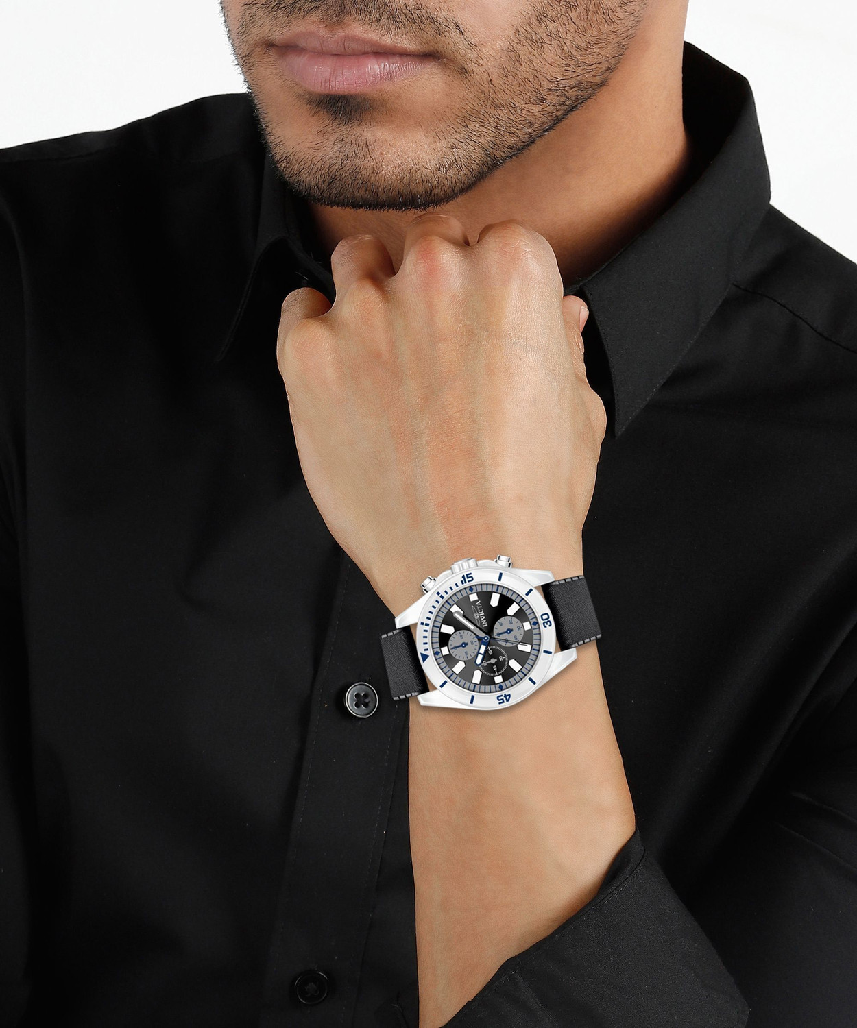 Image of INVICTA 46716 Ceramics Quartz Black Dial Analog Watch - For Men