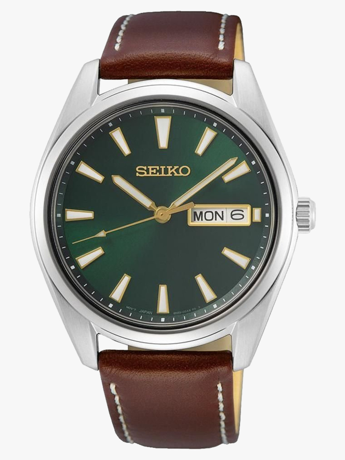 Image of Seiko SEIKO Dress Green Dial Brown Strap leather Strap Men's Watch -SUR449P1 Seiko Dress Analog Watch - For Men