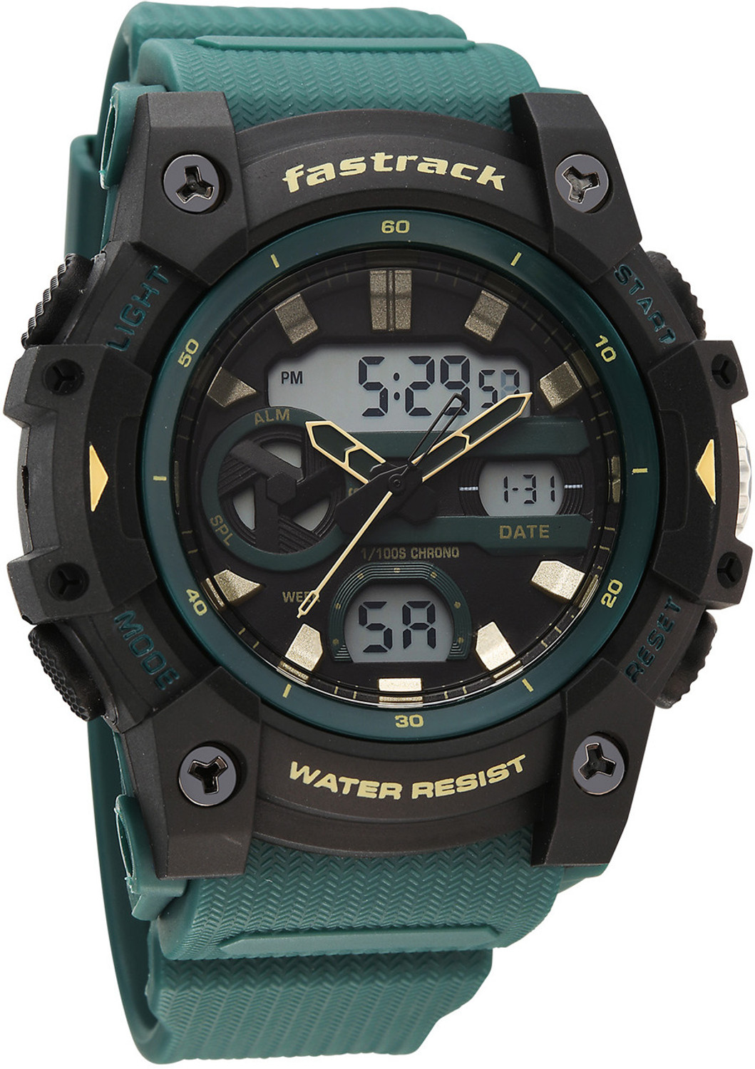 Image of Fastrack StreetStyle 6.0 Fastrack StreetStyle 6.0 AnaDigi Green Dial Green Polyether Strap Analog-Digital Watch - For Men