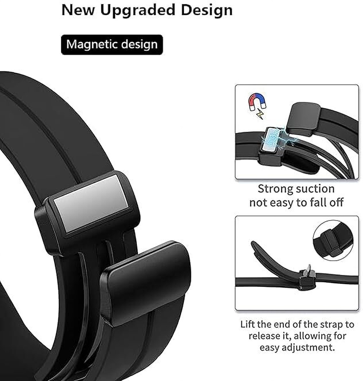 Image of Loretta LT-902 Black Stripped Design Dial & Silicone Belt with Magnetic Closure Waterproof Analog Watch - For Men