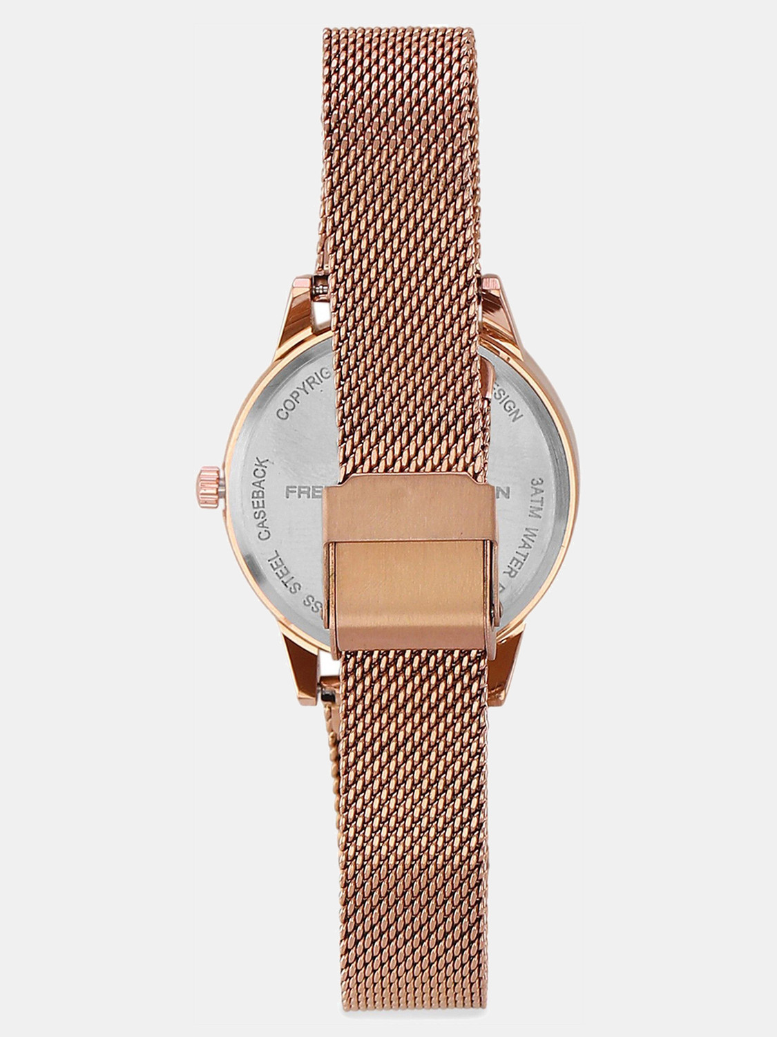 Image of French Connection Women's Analog Rose Gold Watch | Silver Sunray Round Dial Analog Watch - For Women