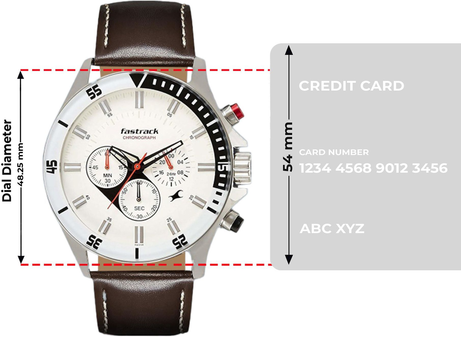 Image of Fastrack NP3072SL01 Fastrack Big Time Chronograph White Dial Brown LeatherStrap Analog Watch - For Men