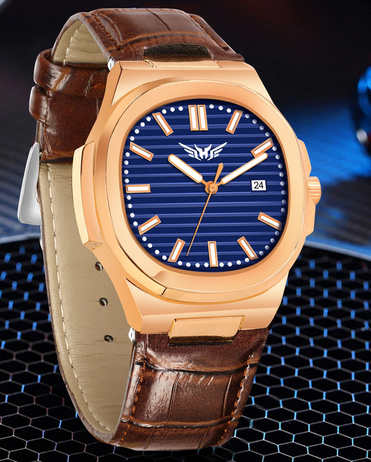 Image of HALA Hala Blue Dial Analog Genuine Leather Strap watch Analog Watch - For Men