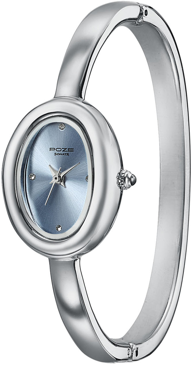 Image of SONATA Poze Drop 9.2 Poze 9 Quartz Blue Dial IPS Alloy Kada Strap Analog Watch - For Women