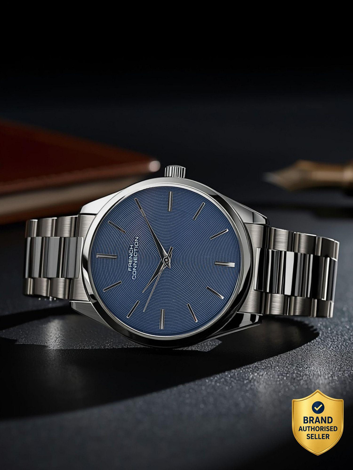 Image of French Connection Blue Sunray Dial | Men's Silver Analog Watch Analog Watch - For Men
