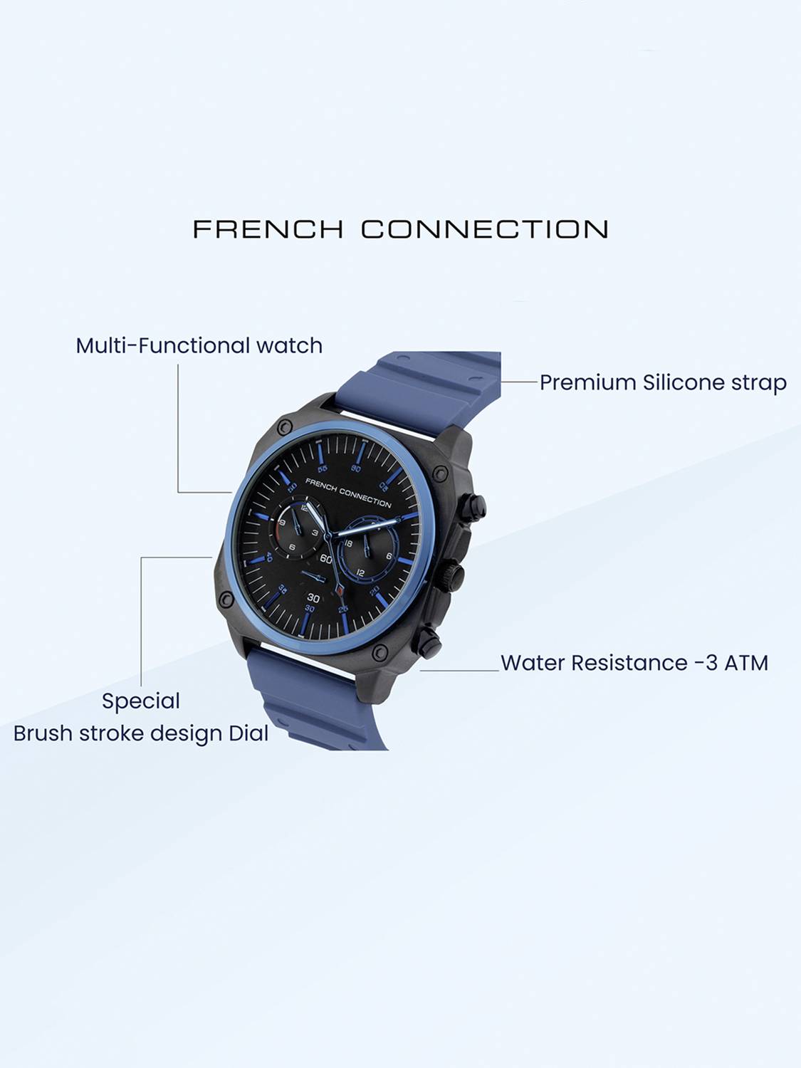 French Connection Valour Black Chronograph Watch - Image 4