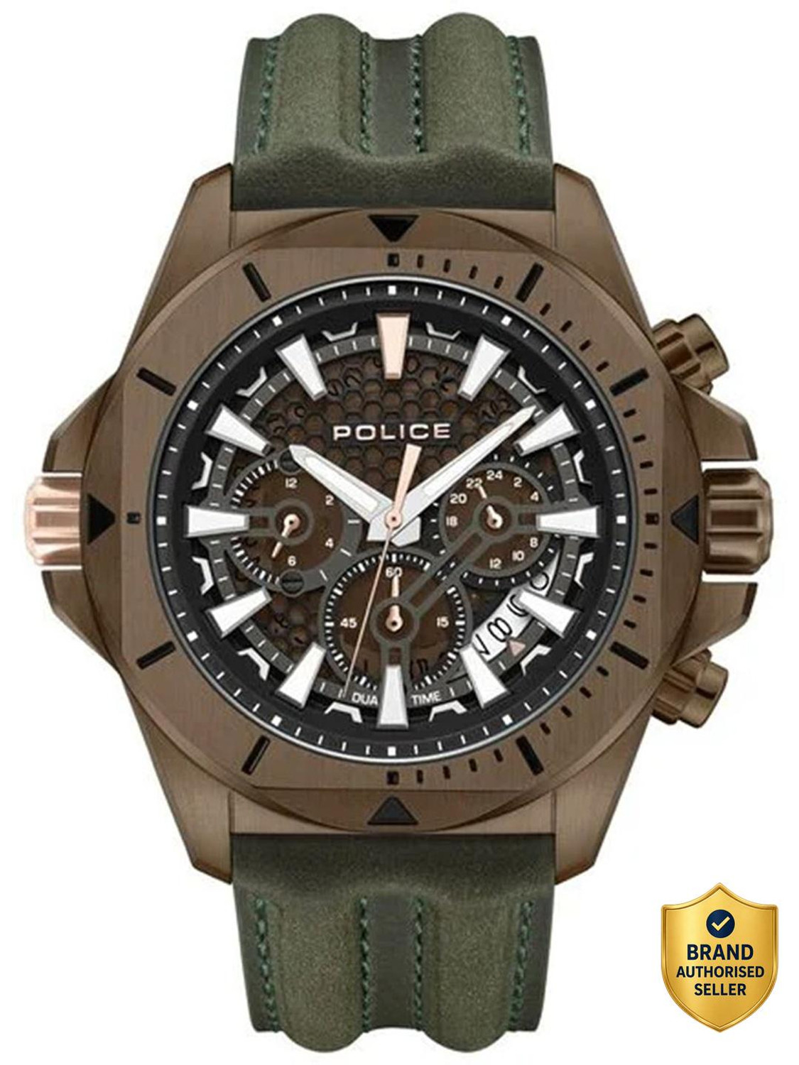 Image of Police Brown Round Dial Leather Watch For Men Analog Watch - For Men