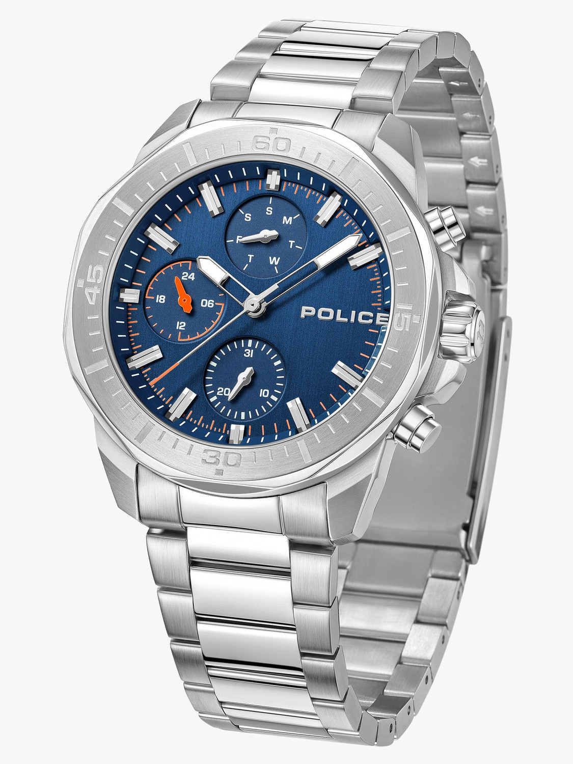 Image of Police Police Multifunction Blue Dial Silver Stainless Steel Strap Analog Watch - For Men