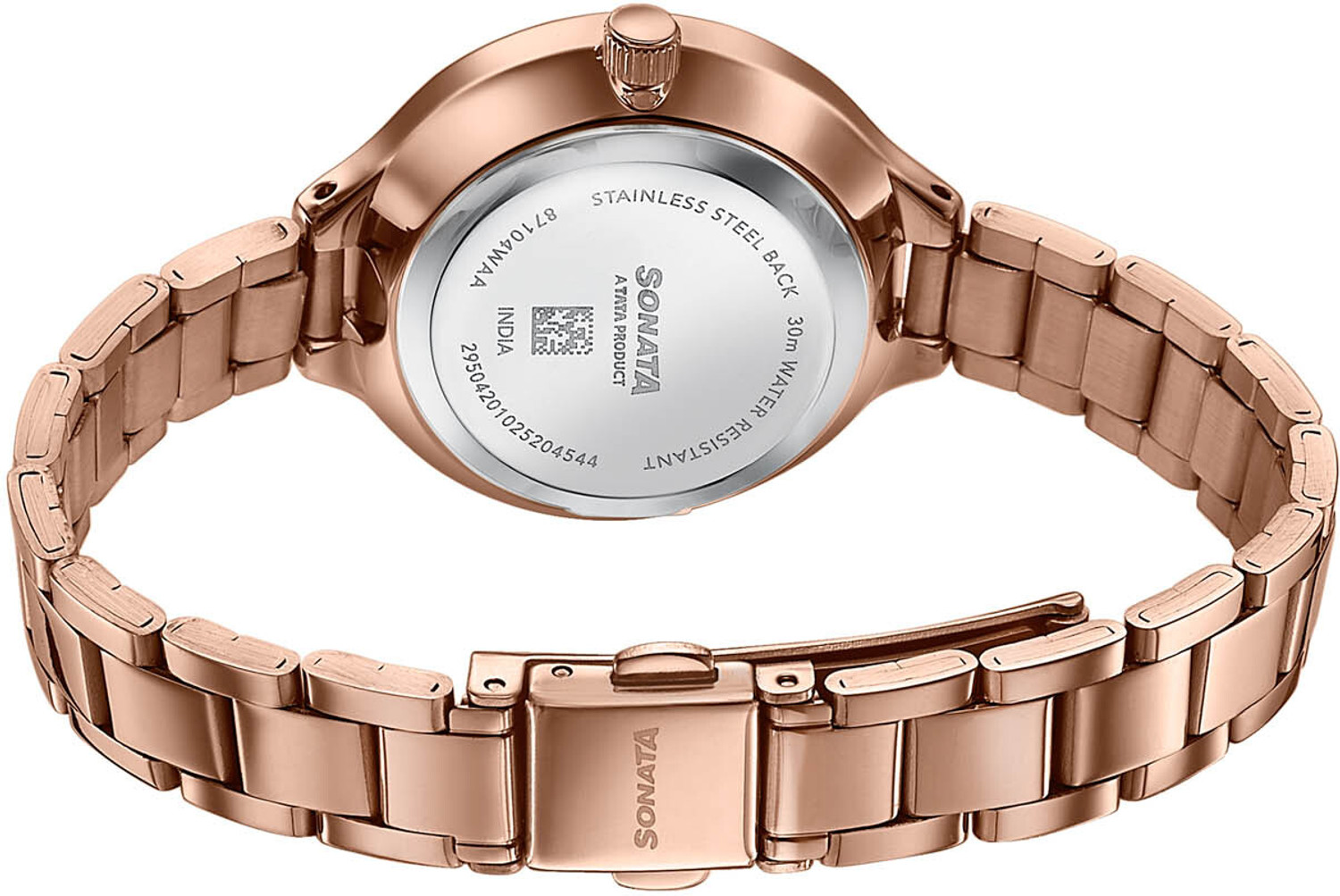 Image of SONATA Festive 2.0 Ph II Sonata Festive 2.0 Quartz Pink Dial Rose gold Sheet metal Strap Analog Watch - For Women
