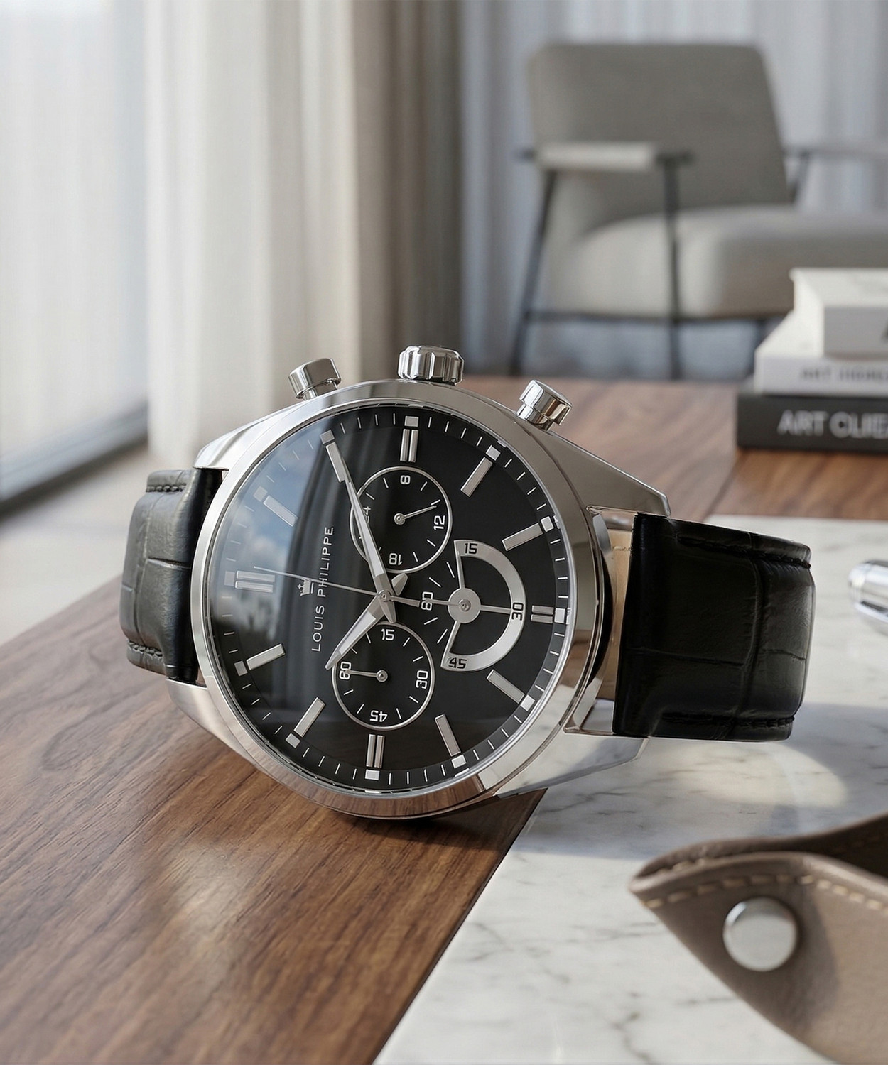 Image of Louis Philippe Chronograph Black Dial Analog Watch Analog Watch - For Men