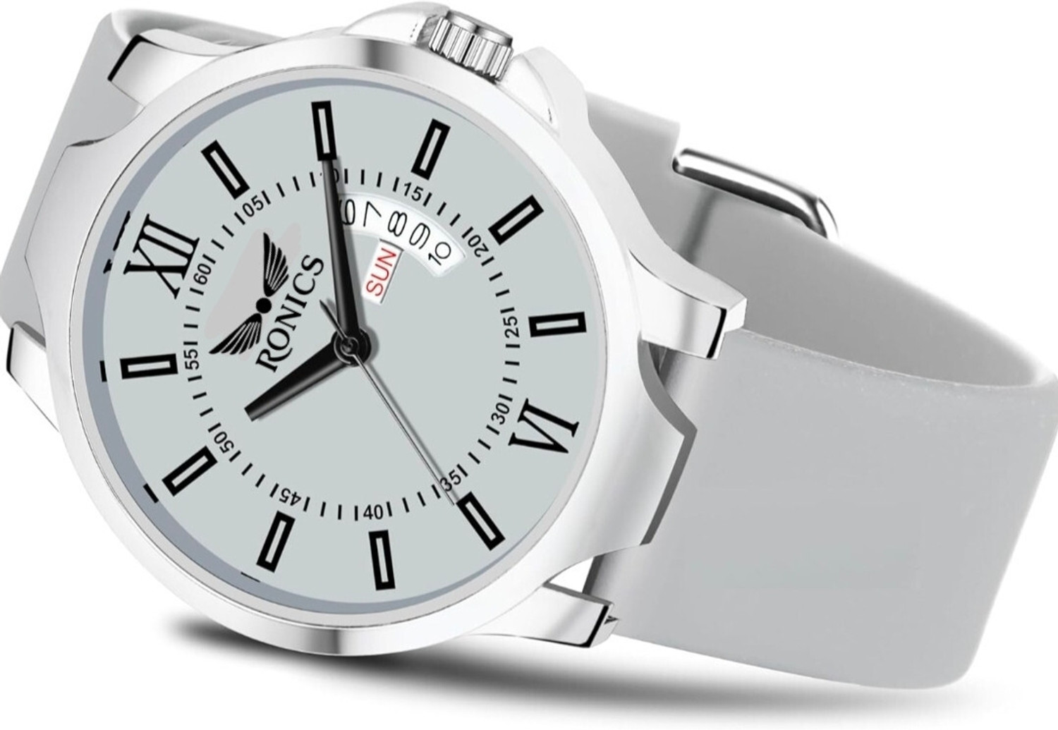 Image of ronics Ronics fancy attractive latest grey dial grey strap Silicon strap Analog Watch - For Men