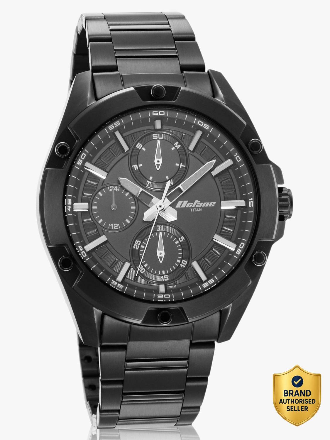 Titan Chornograpgh Titan Octane Multifunction Black Dial Black Stainless Steel Strap Analog Watch - For Men