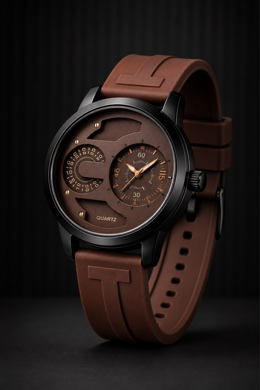 Image of MAAN INTERNATIONAL NM-1605 Noir Motion Stylish Designer Premium Dual Dial With Silicone Strap Analog Watch - For Men