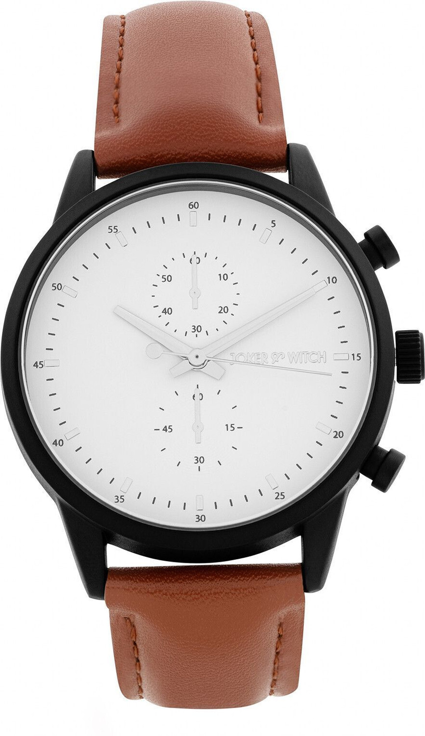 Image of Joker & Witch Beetle 40 mm White Dial Brown PU Leather Strap Watch for Men Analog Watch - For Men