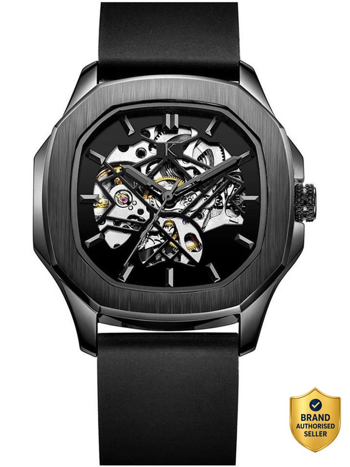 Image of KREDO Men OTUS Blacked Out Mechanical Automatic Skeleton Self-Winding Watch-KW065 Analog Watch - For Men