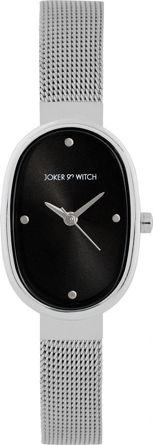 Image of Joker & Witch Enola Aura Black Oval Dial Watch with a Sleek Mesh Strap Analog Watch - For Women