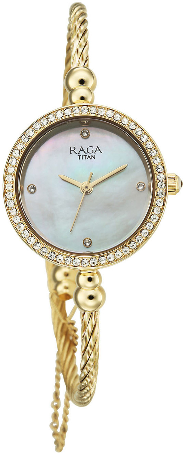 Image of Titan Raga Spotlight 2.0 Raga Spotlight 2.0 3Hands White Dial Textured Kada Strap Analog Watch - For Women