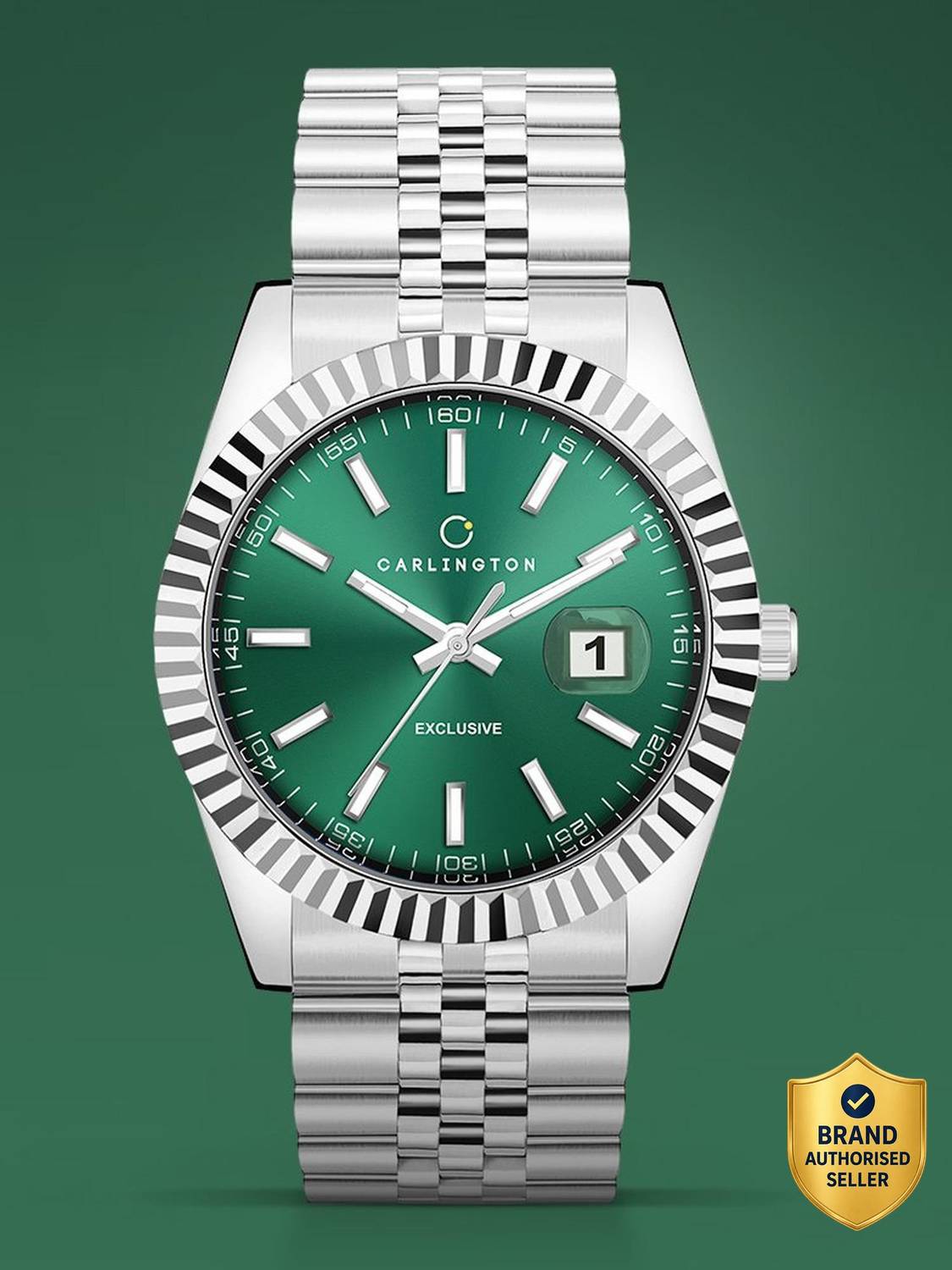 Carlington exclusive Series Premium Gents Wrist Analog Watch - For Men Exclusive 8811 Steel Green Gents - Image 1