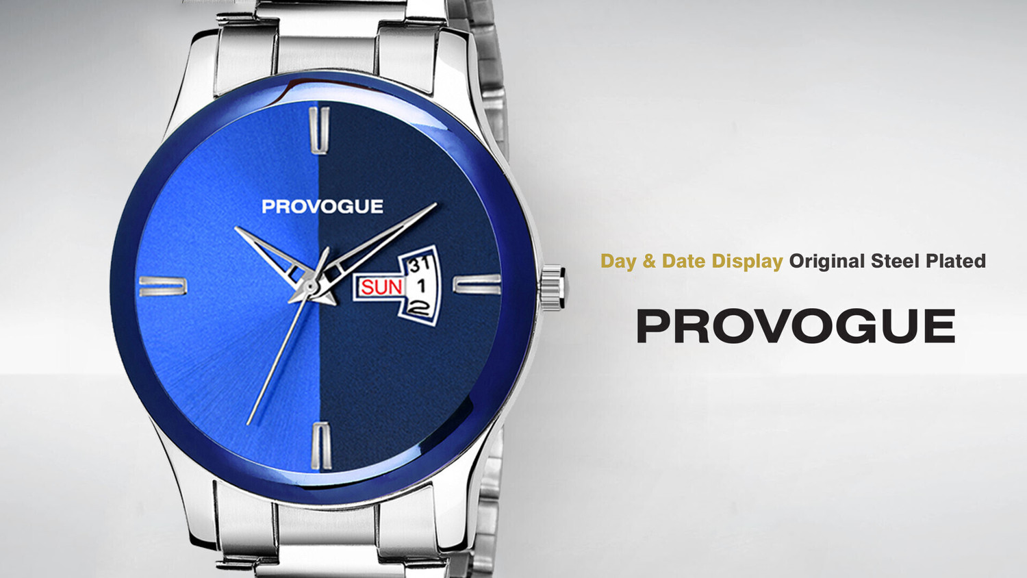 Image of PROVOGUE PRVG-NB602 Day and Date Blue Mens Watch|Brand-Branded Wrist & Hands Watch|For Boys & Mens| Analog Watch - For Men
