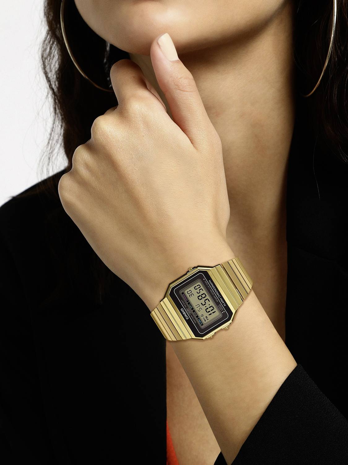 CASIO Vintage Gold Dial Stainless Steel Band Digital Watch - For... more