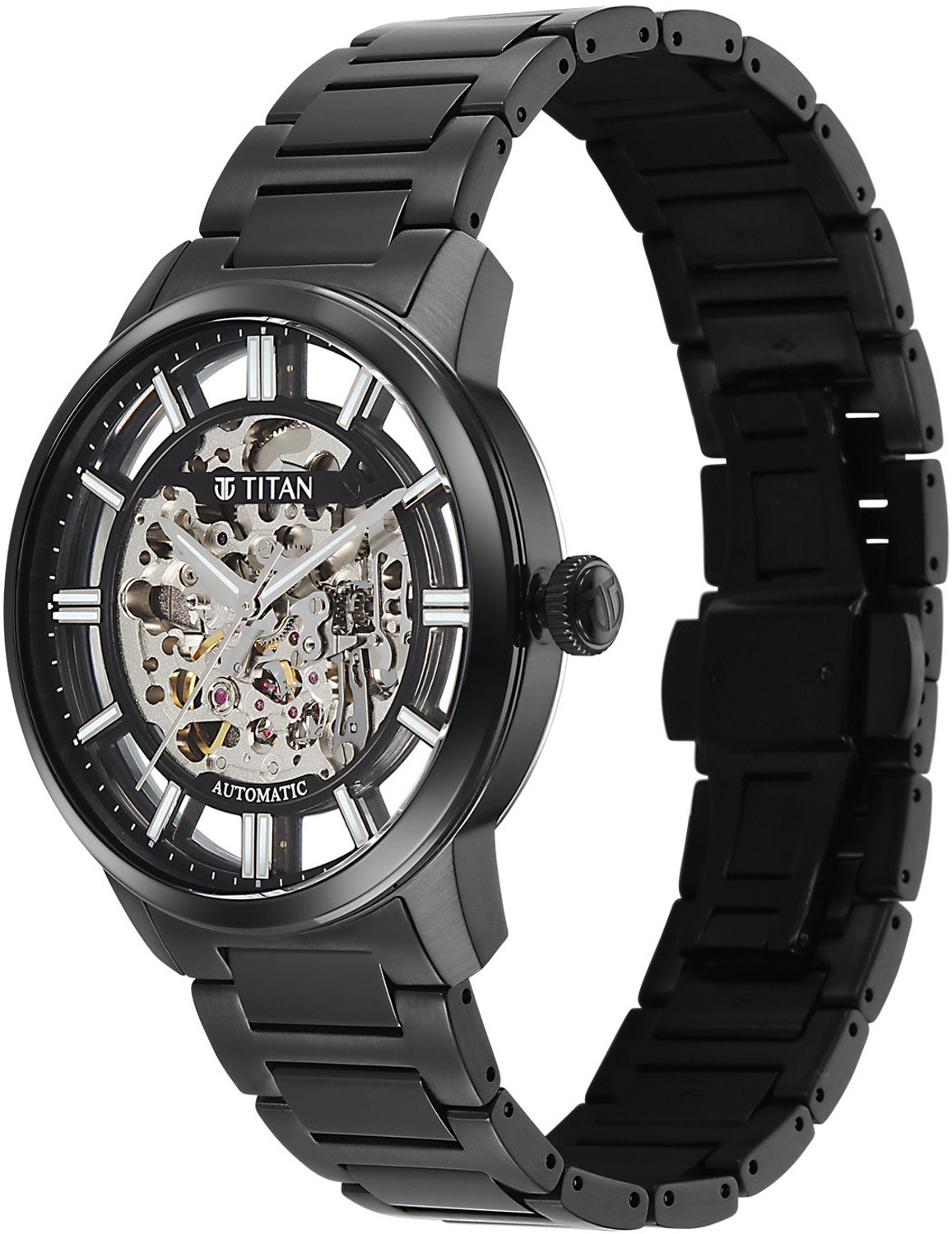Image of Titan Titan See-Through Skeletal Automatic See-Through Skeletal Automatic Black Dial Black Strap Analog Watch - For Men