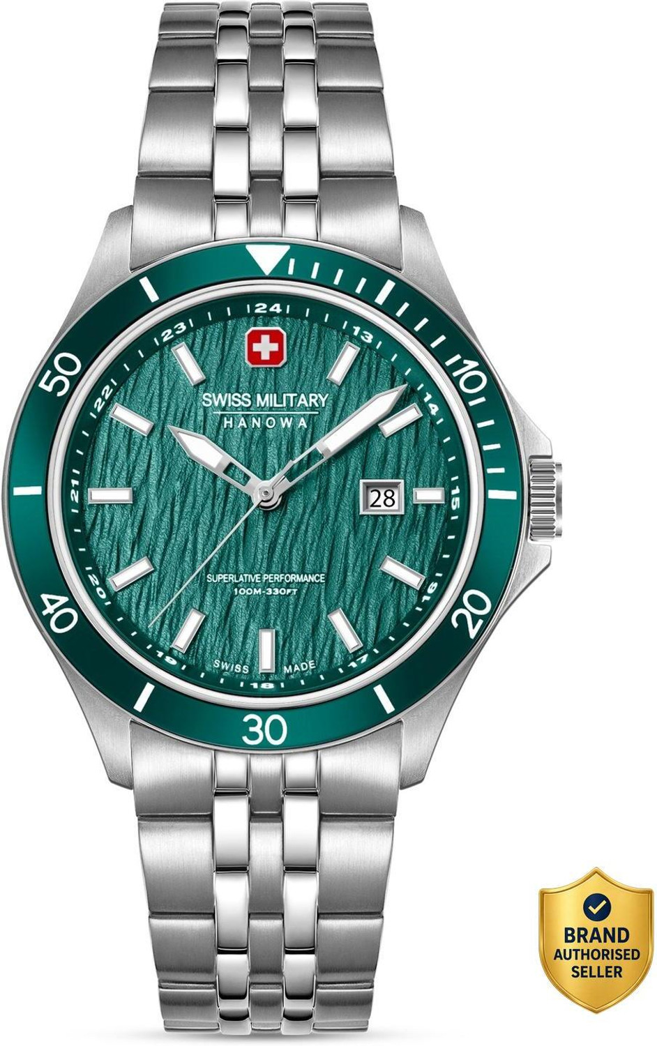Image of Swiss Military Hanowa FLAGSHIP ELEMENTS EARTH FLAGSHIP ELEMENTS EARTH Green Round Dial | Swiss Made Analog Watch For Men's Analog Watch - For Men
