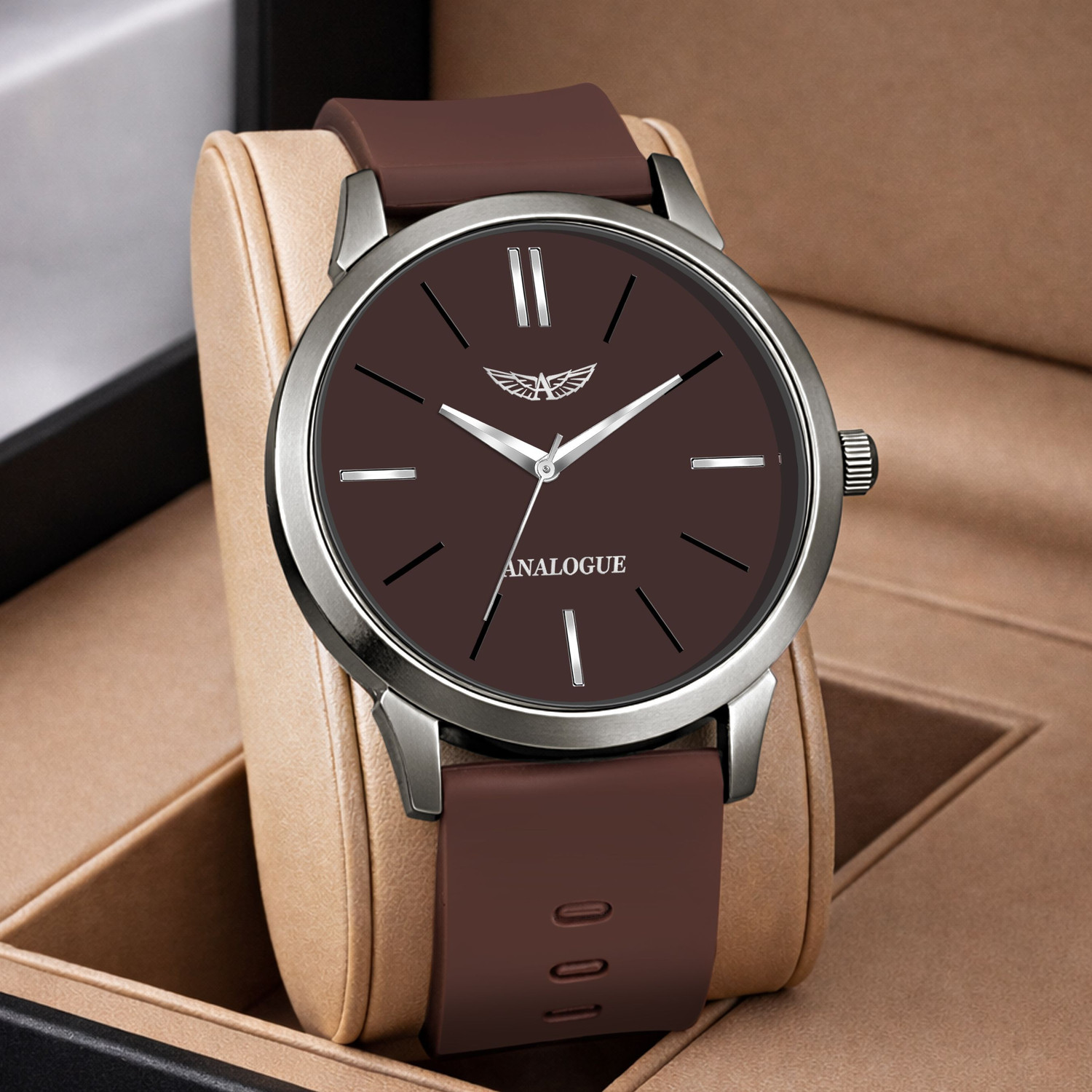 Image of ANALOGUE Minimalist Slim Series | Smart Watch Strap | Smart Clip | Soft Silicon Minimalist Slim Series | Smart Watch Strap | Smart Clip | Soft Silicon |3D Glass Analog Watch - For Boys