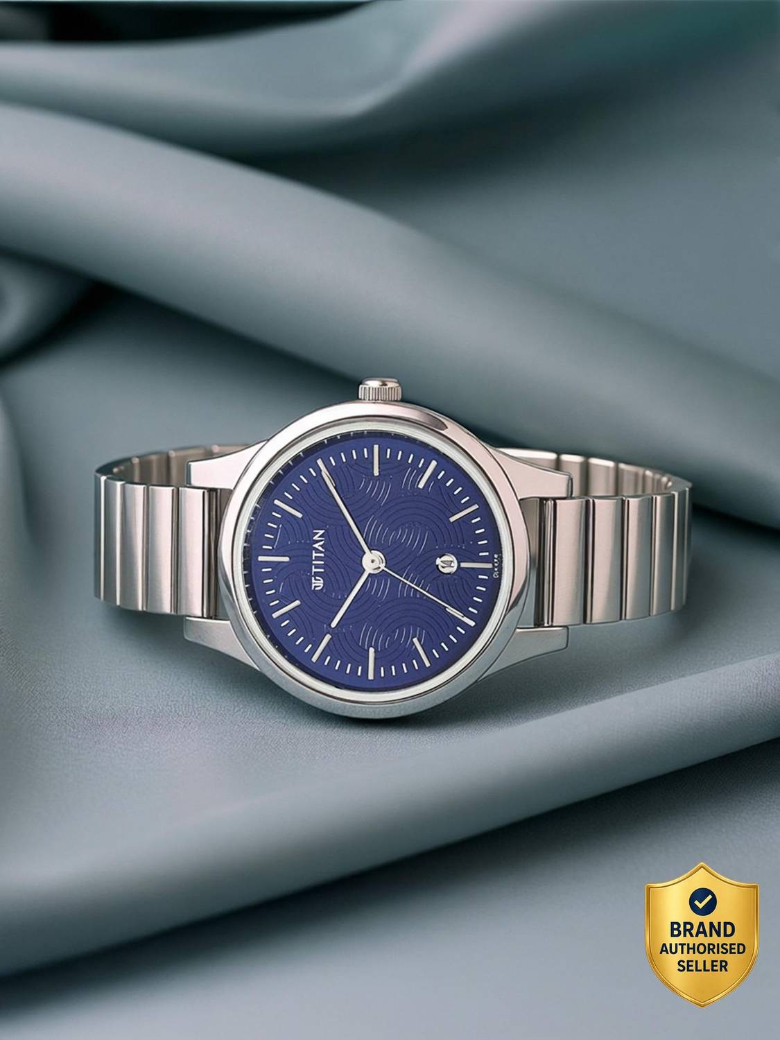 Titan Karishma With Date Blue Dial Silver Stainless Steel Strap A...more — image 1 of 5