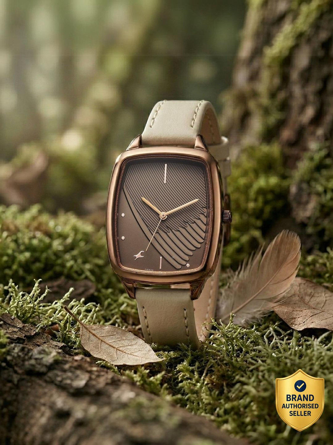 Image of Fastrack Wild Wild Bird Feather Brown Dial Brown Genuine leather Strap Analog Watch - For Women