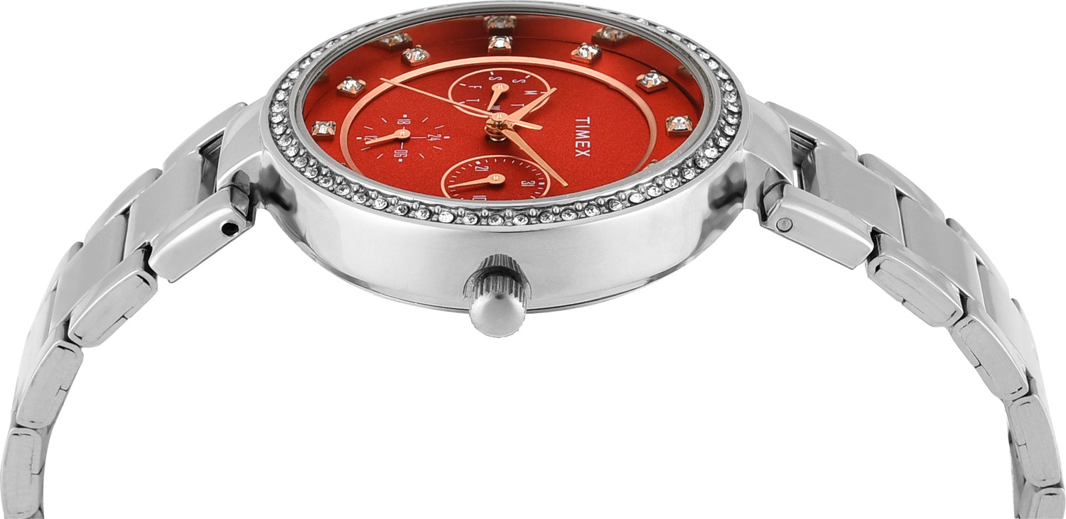 Image of TIMEX TWEL18704 Trendline Round 35mm Red Dial Analog Watch - For Women