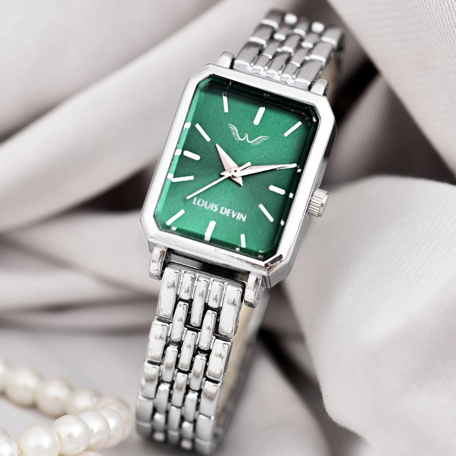 LOUIS DEVIN LD-LS193-GRN-CH Silver Women's Watch - Image 1