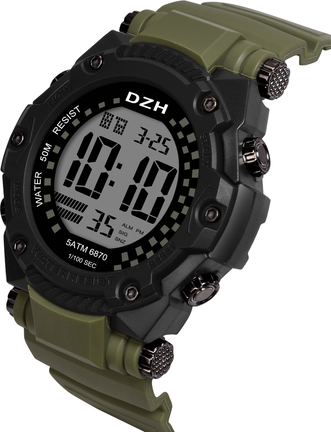 Image of DZH Army Silicone Belt Digital Watch - For Men Multi Functions 1155 Watch