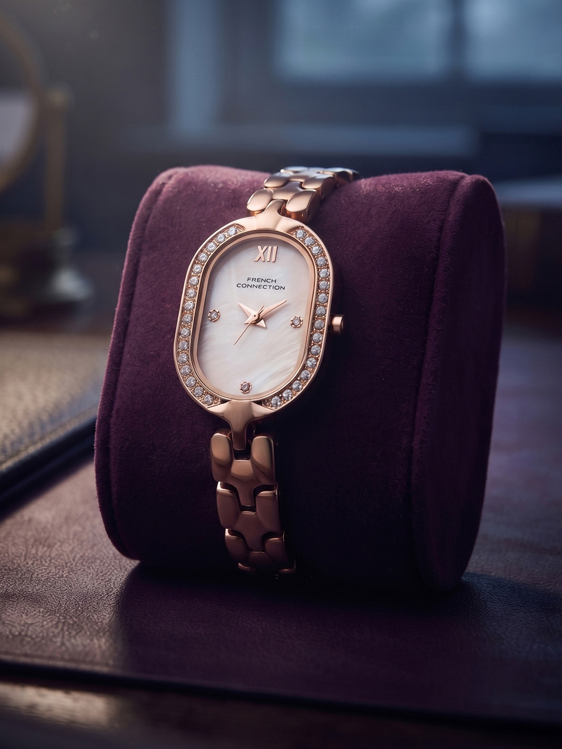 Image of French Connection Rose Gold MOP Oval Dial Quartz Analog Watch - For Women FCND30PRGM