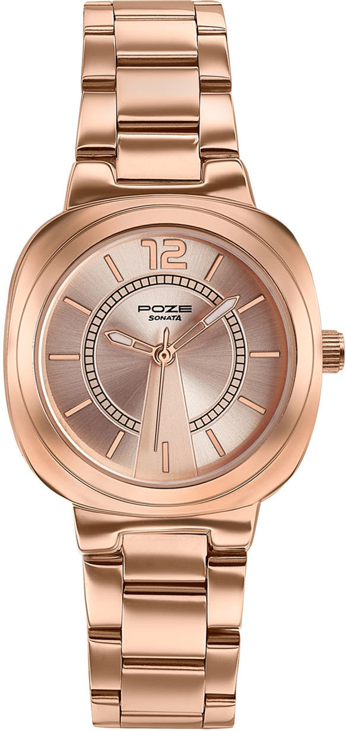 Image of SONATA Poze Drop 9.1 Poze 9 Quartz Pink Dial IPG Strap Analog Watch - For Women