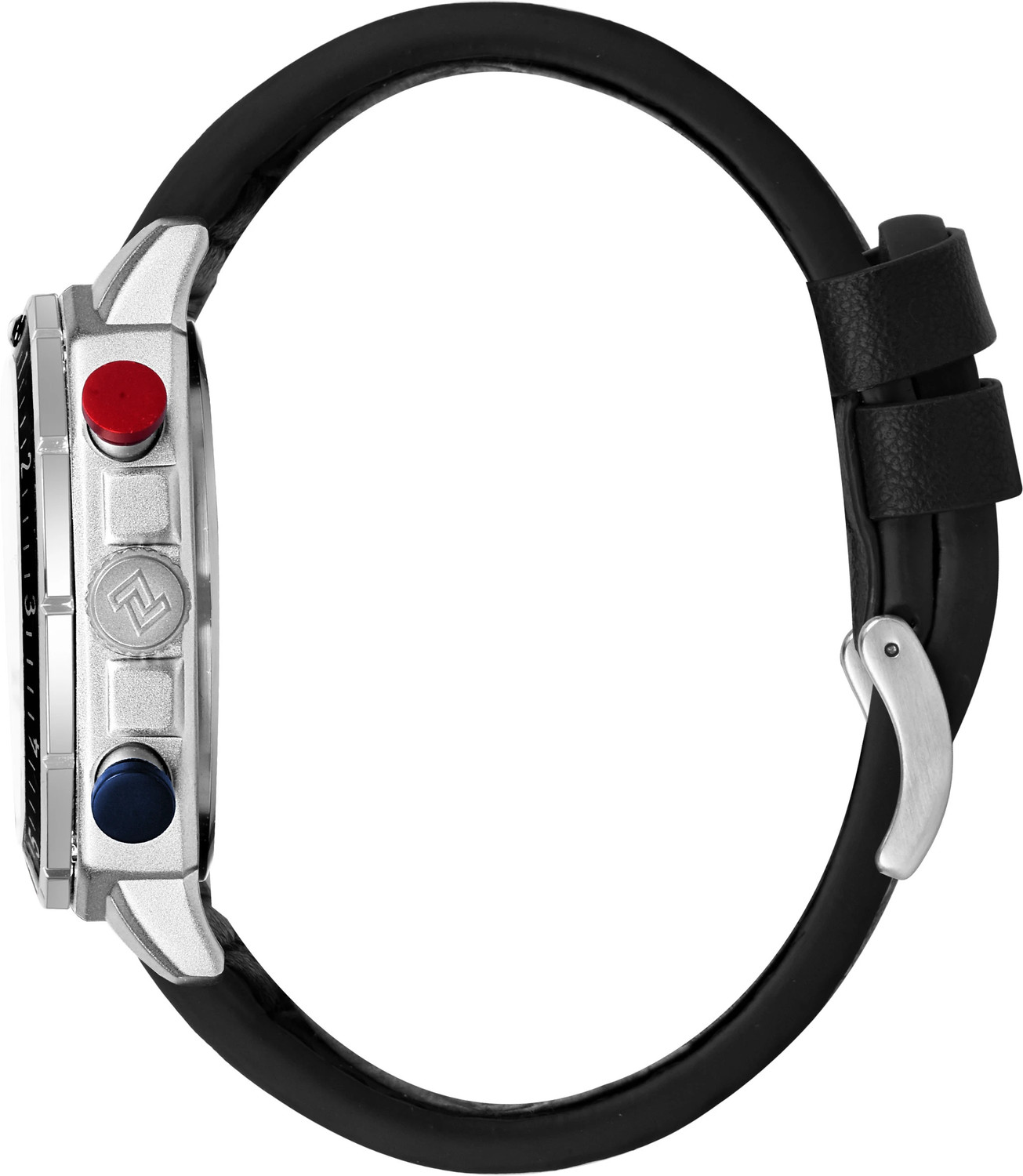 Image of NAVIFORCE NF8057 Silver chronograph dial with black leather strap travel quartz Analog Watch - For Men