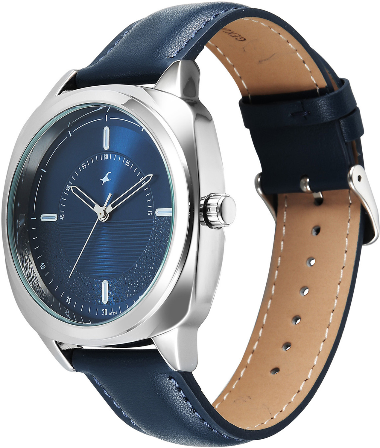 Image of Fastrack Stunners X Fastrack Stunners X Quartz Dark Blue Dial Blue Leather Strap Analog Watch - For Men