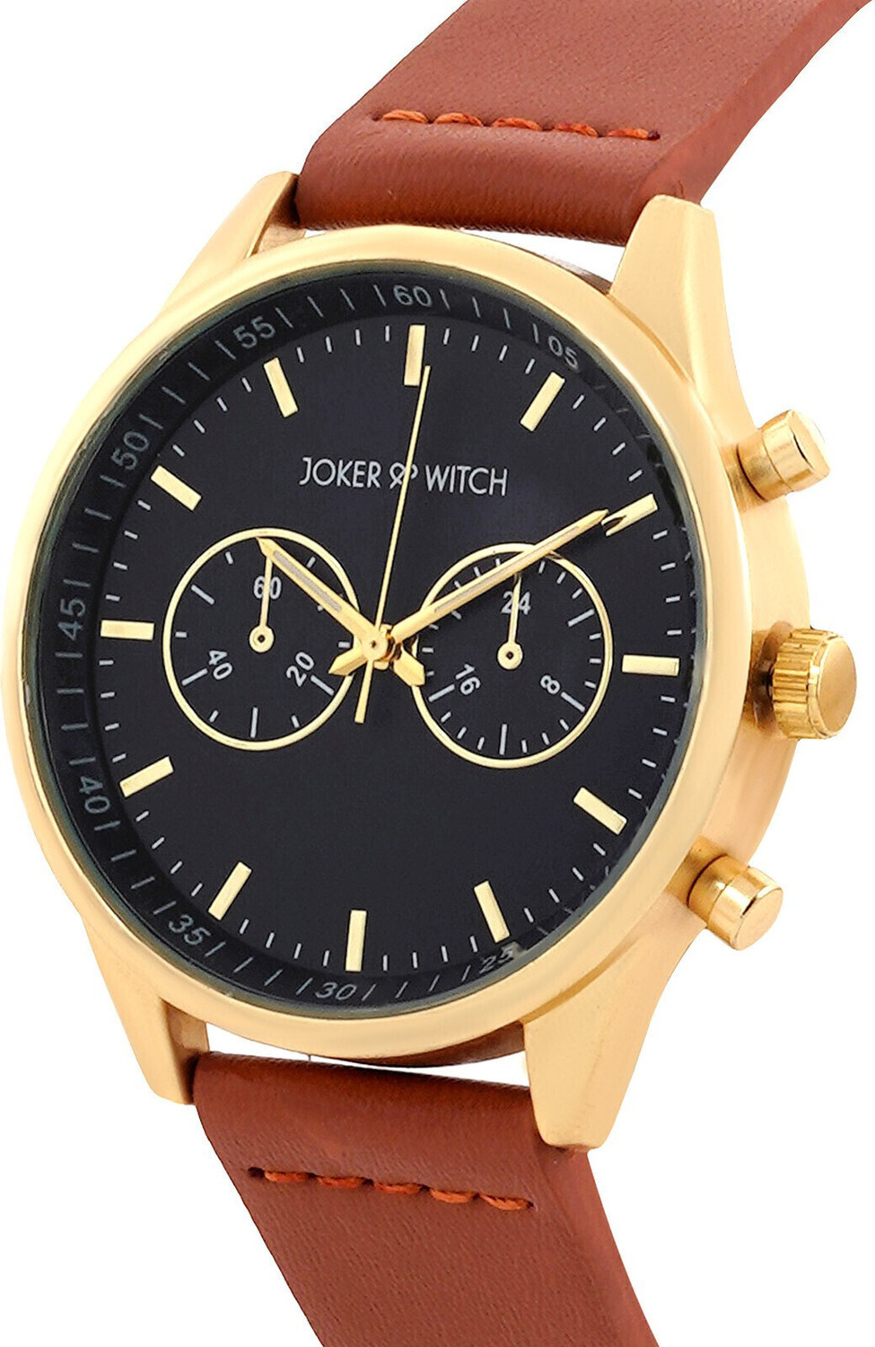 Image of Joker & Witch Joker & Witch Spectra 42mm Blue Dial Brown Faux Leather Strap Watch for Men Analog Watch - For Men
