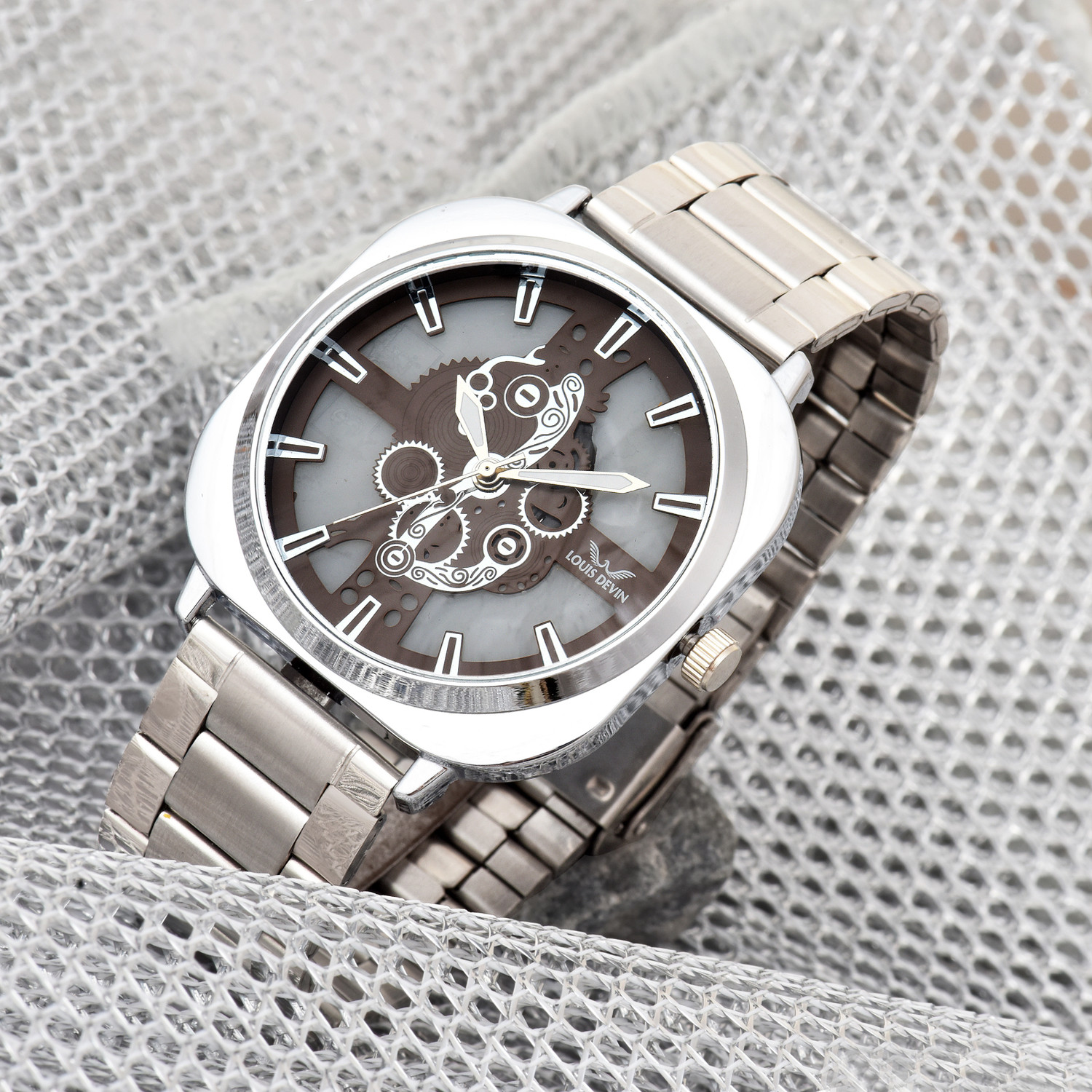 Image of LOUIS DEVIN LD-G081-BRW-CH Stainless Steel Chain Analog Watch - For Men