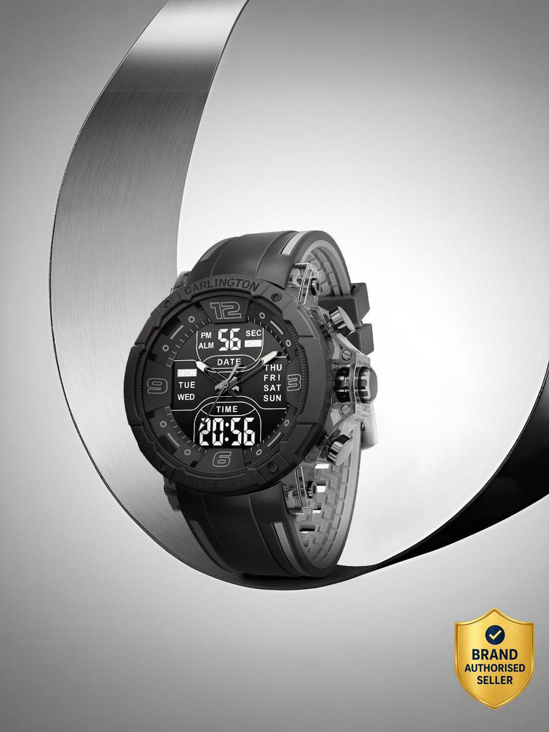 Image of Carlington CT 8140 Black Velocity Series Analog-Digital Watch - For Men