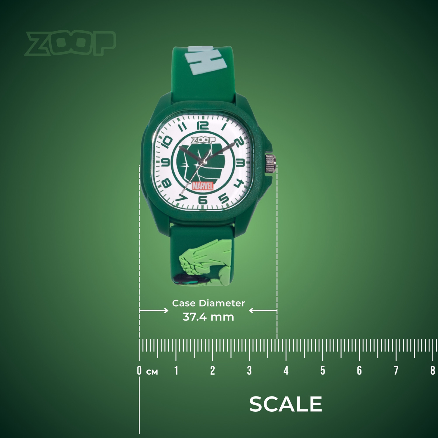 Image of Zoop From Titan Zoop Marvel Zoop Marvel White Hulk Dial & Green Strap from House of Titan Analog Watch - For Boys
