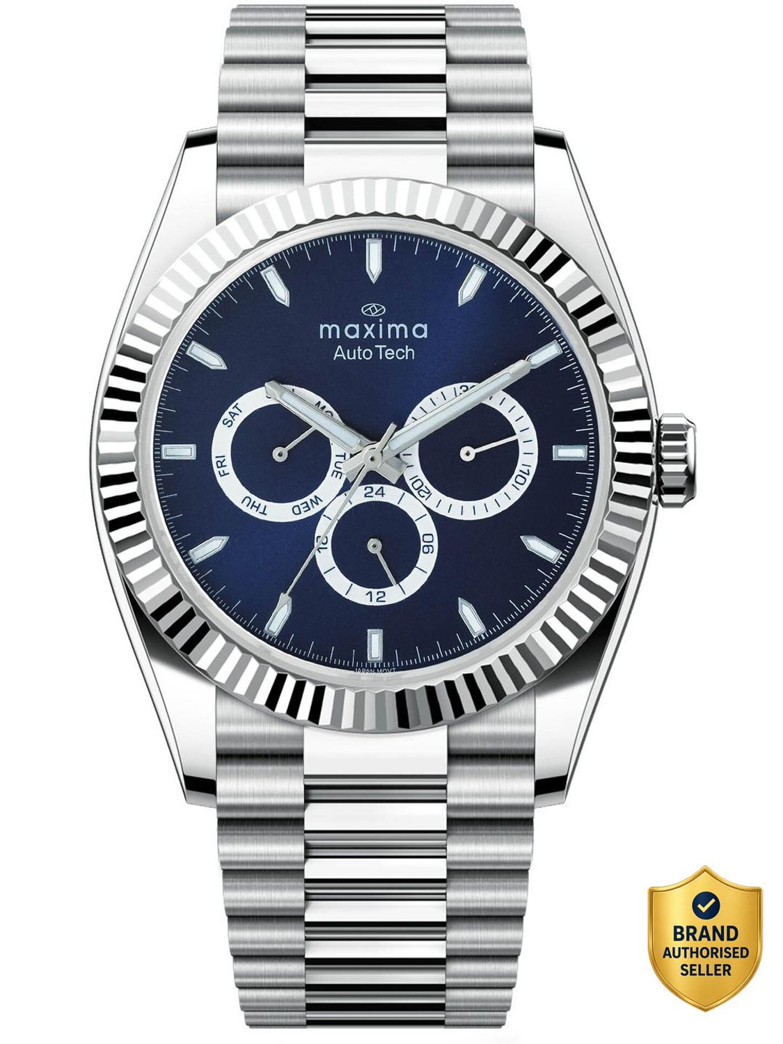 Image of MAXIMA 70790CMGI Auto Tech Collection Blue Dial Silver Strap Analog Watch - For Men