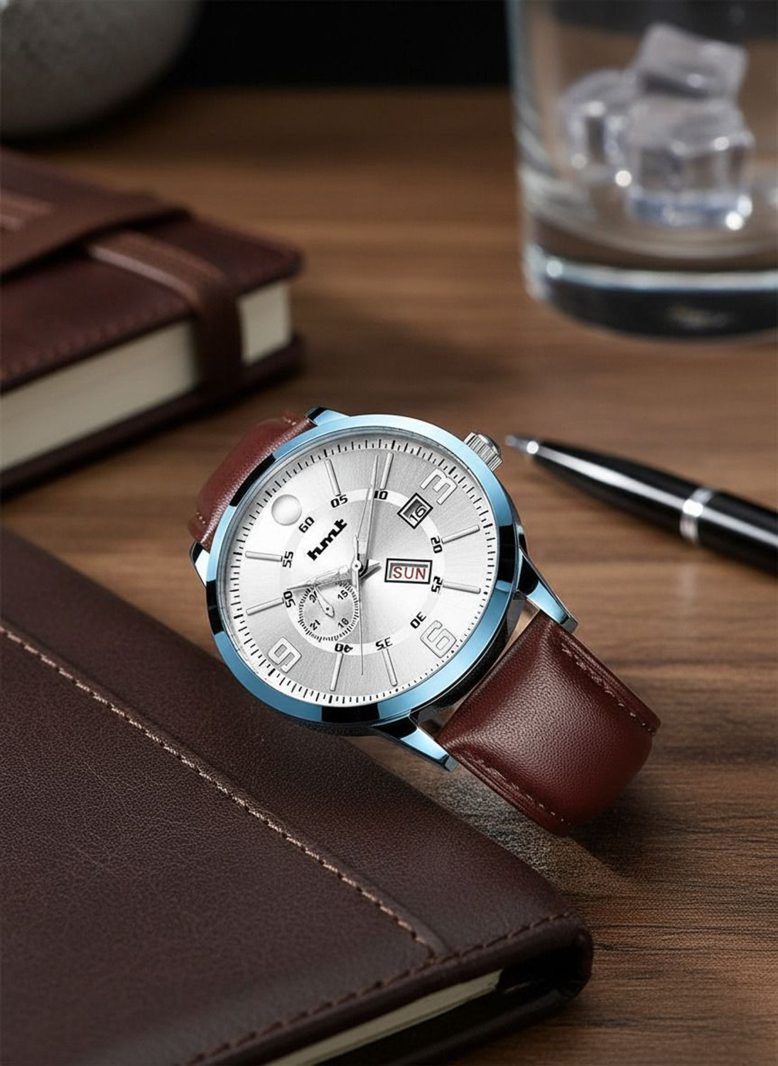 Image of hmt QUARTZ Silver Dial Day & Date Analog Watch - For Men