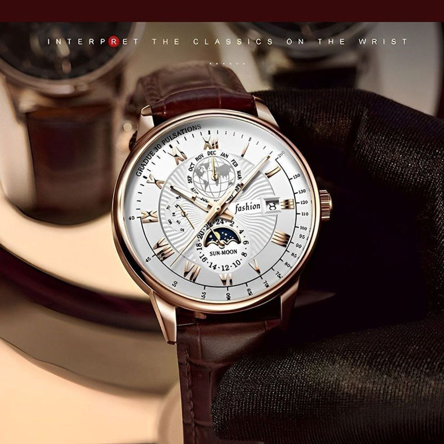 Image of MINGURI Model 2025 Men's Quartz Analog Watch with Leather Strap, Day /Date Analog Watch - For Men