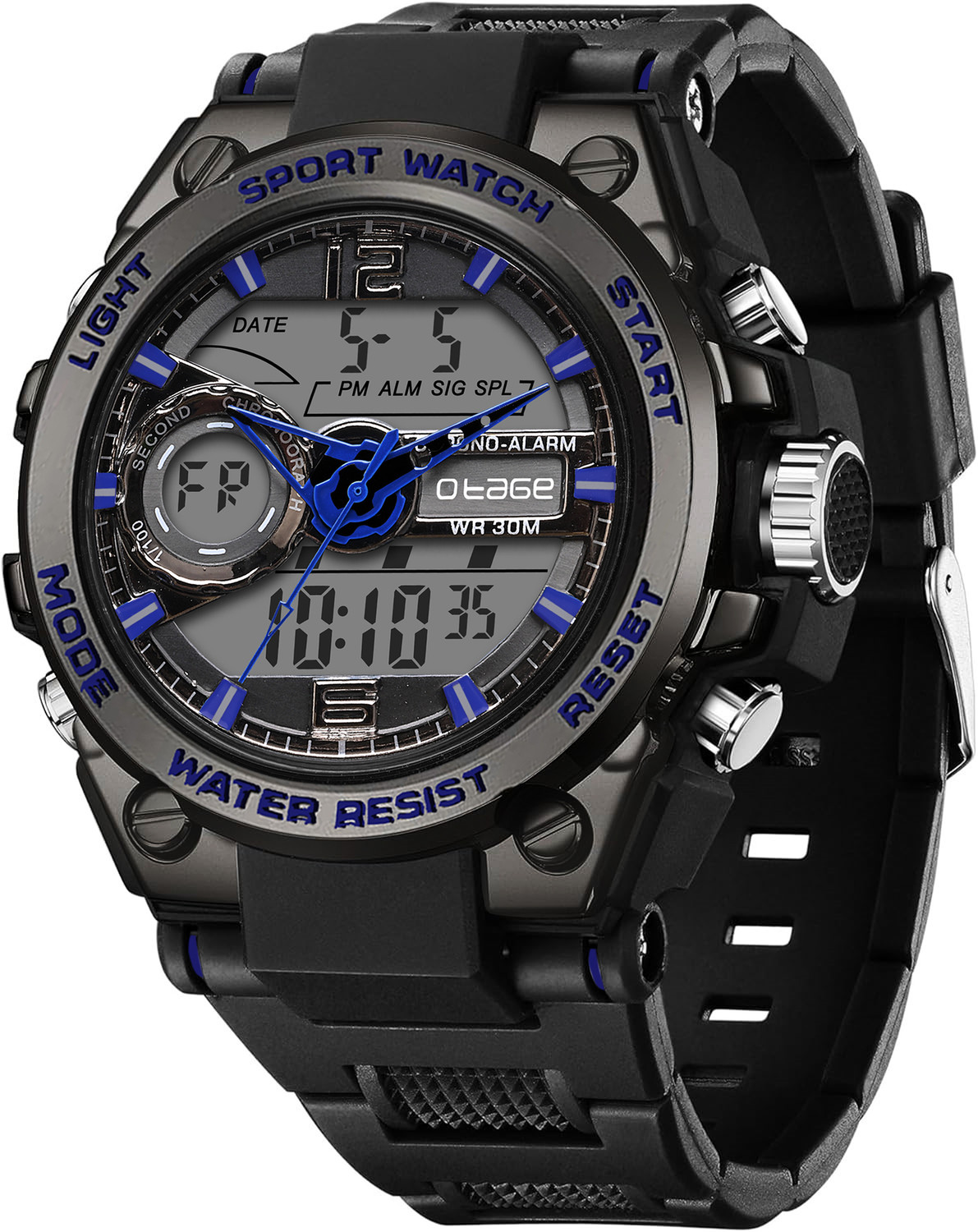Image of otage Stylish Sporty Look, Multi Function Watch Stylish Sporty Look, Alarm, Black Strap, Multi Function Chrono Watch Analog-Digital Watch - For Men