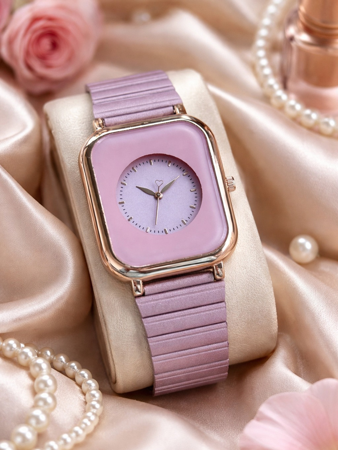 Image of bhagvo 043 Women's PURPLE Square Dial Analog Watch | Rose Gold Case Analog Watch - For Women