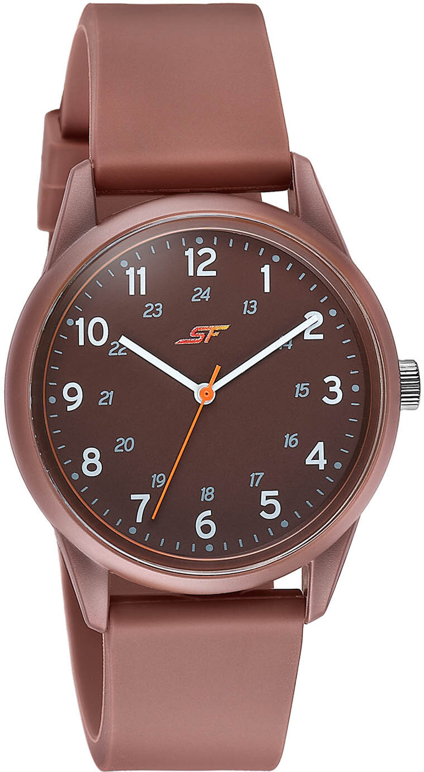 Image of SONATA SF Field watch SF Field Analog Brown Dial Brown Silicon Strap Analog Watch - For Men