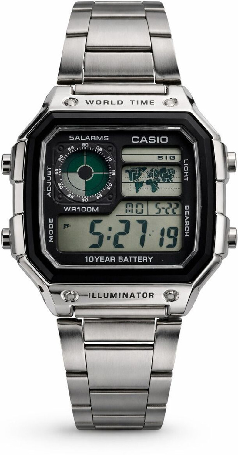 Image of MANVIC ILLUMINATOR SILVER WORLD TIME WATCH Digital Watch - For Men