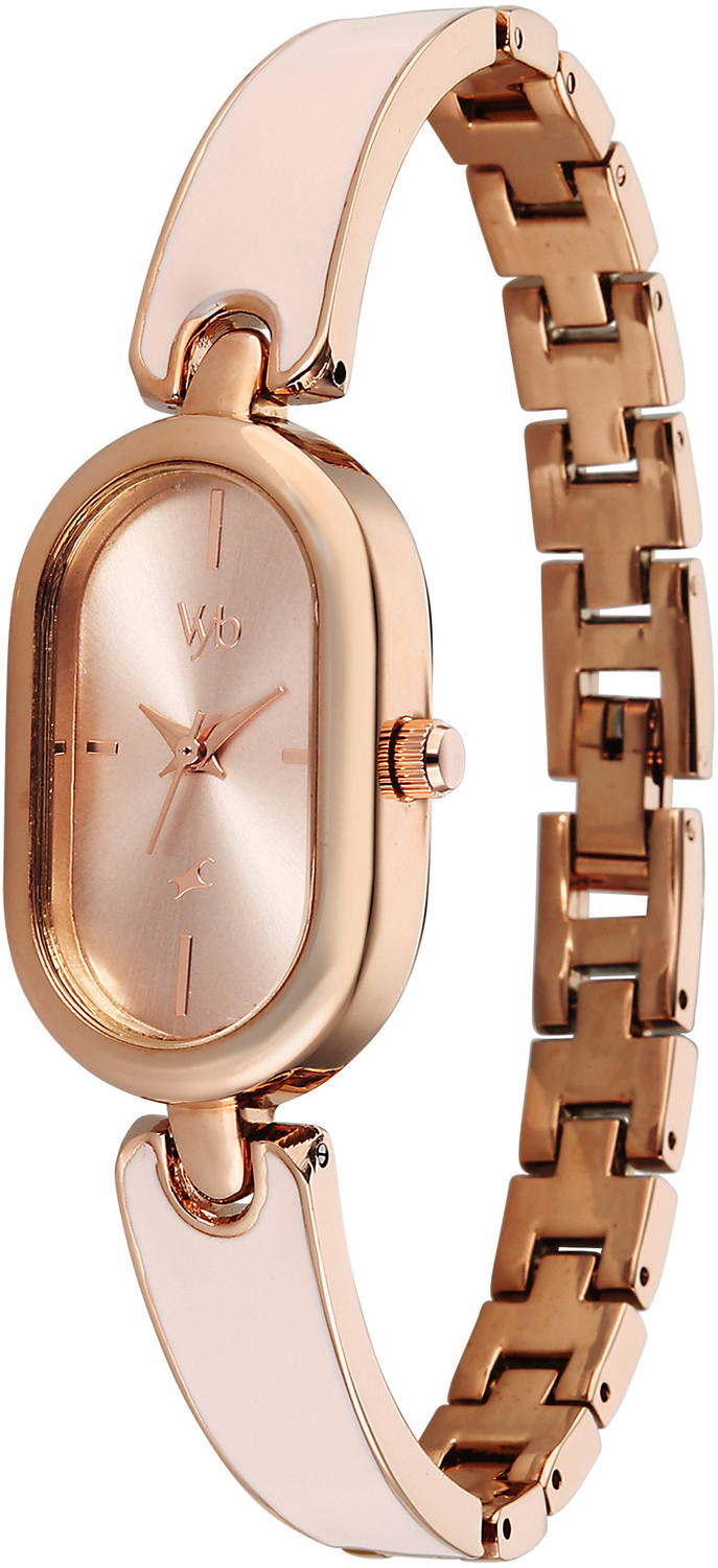 Image of Fastrack Vyb Diva Fastrack Vyb Diva Quartz Pink Dial Gold Strap Analog Watch - For Women